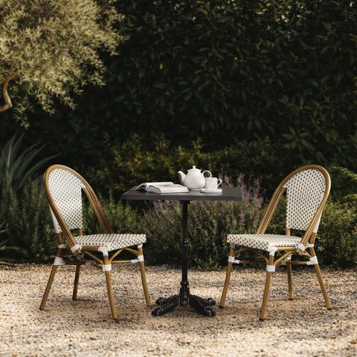 Silla de comedor Bistro sin brazos blanco y verde 89x48x59